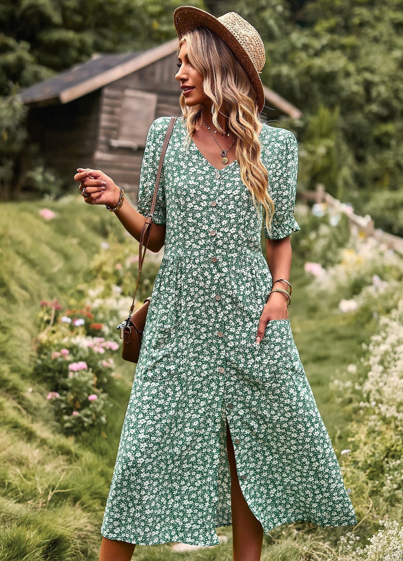 Women’s Dress With Spring/Summer Printed Temperament, A-Line Skirt Popular