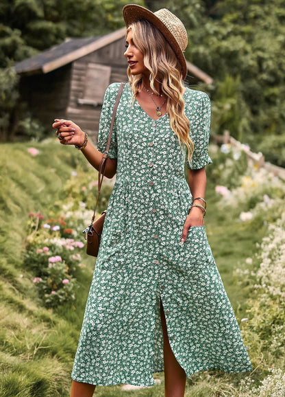Women’s Dress With Spring/Summer Printed Temperament, A-Line Skirt Popular