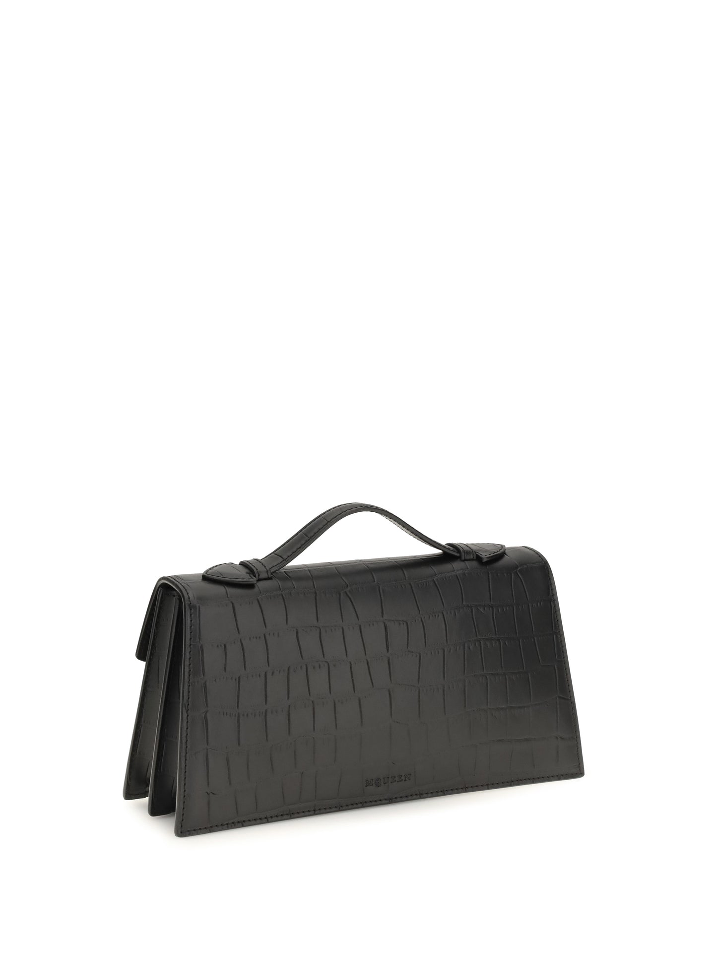Handbag Skull Croc-Embossed Black/Silver