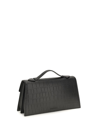 Handbag Skull Croc-Embossed Black/Silver