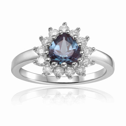 Alexandrite Halo Heart Ring