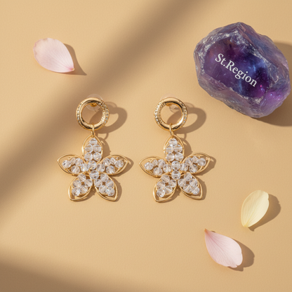 Goldtone Beaded Floral Drop Earrings