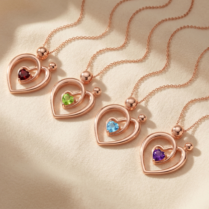0.32 Ct Heart Red Garnet Prong Rose Gold Plated Mom Pendant Necklace