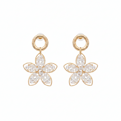 Goldtone Beaded Floral Drop Earrings