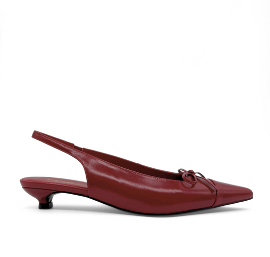 Montecito Slingback Kitten Heels - Burgundy