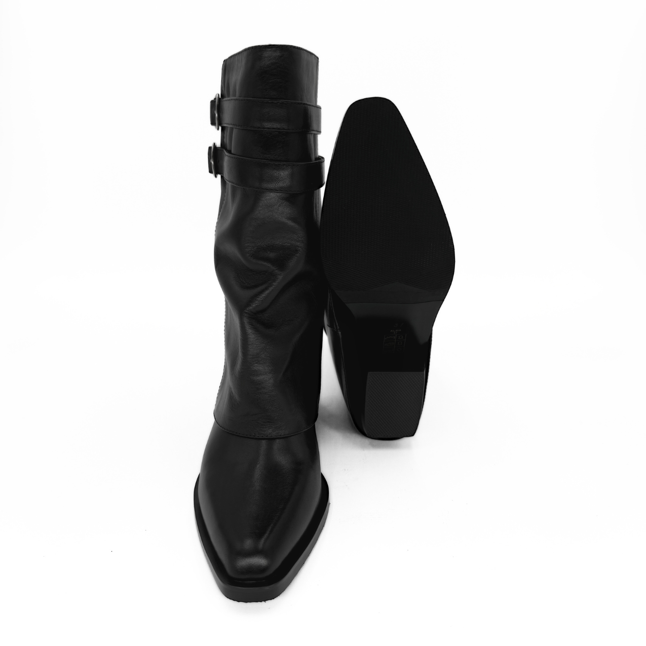 Alma Foldover Leather Boots - Black