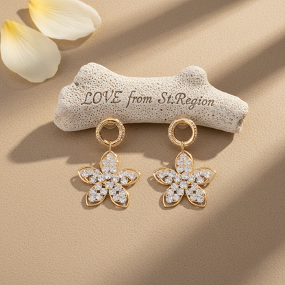 Goldtone Beaded Floral Drop Earrings