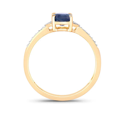 1.95 Ct Oval Blue Sapphire Diamond Prong 10k Gold Pave Bridge Ring