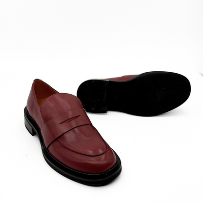 Drew Chunky Leather Loafers - Burgundy