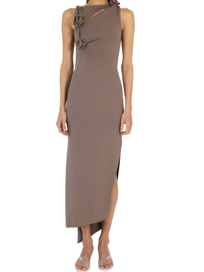 Dress Long Flower Brown