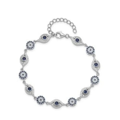 CZ Silver Evil Eye Bracelet