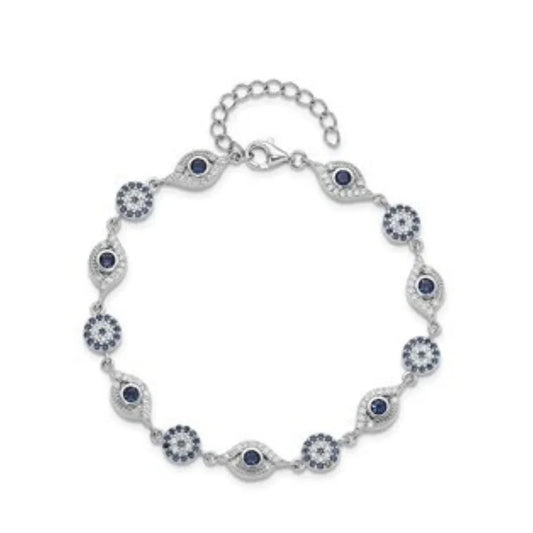 CZ Silver Evil Eye Bracelet