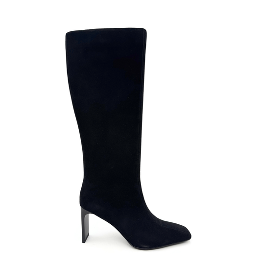 Mishel Suede Knee High Boots - Black