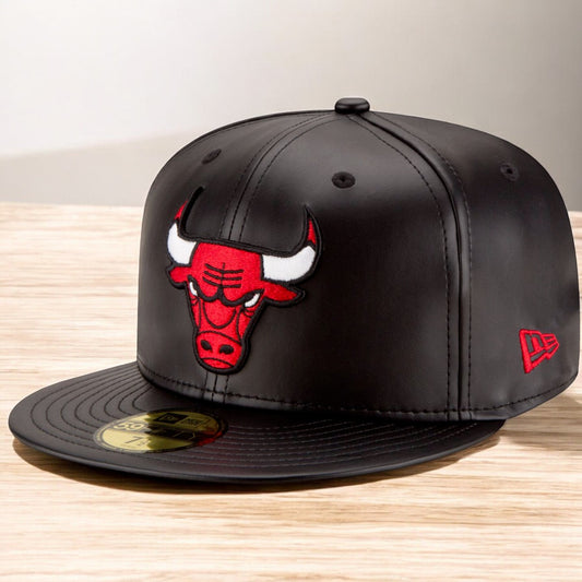 New Era Men's NBA 59Fifty Faux Leather Fitted Cap Chicago Bulls Hats