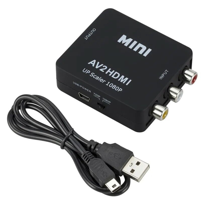 Prime Goods RCA to HDMI Converter Adapter AV 1080P for TV Audio Video Composite CVBS AV2HDMI - Black