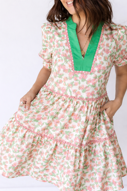 Threaded Pear Rachel Short Puff Sleeve Dress