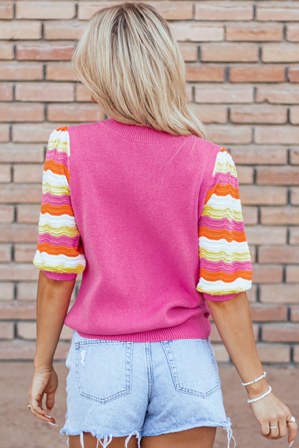 Threaded Pear Phoenix Ribbed Short Sleeve Sweater
