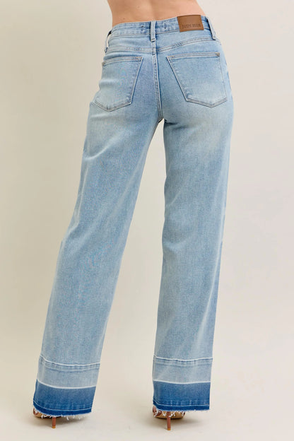 Judy Blue Full Size Mr Release Hem Wide Leg Jeans Plus Size