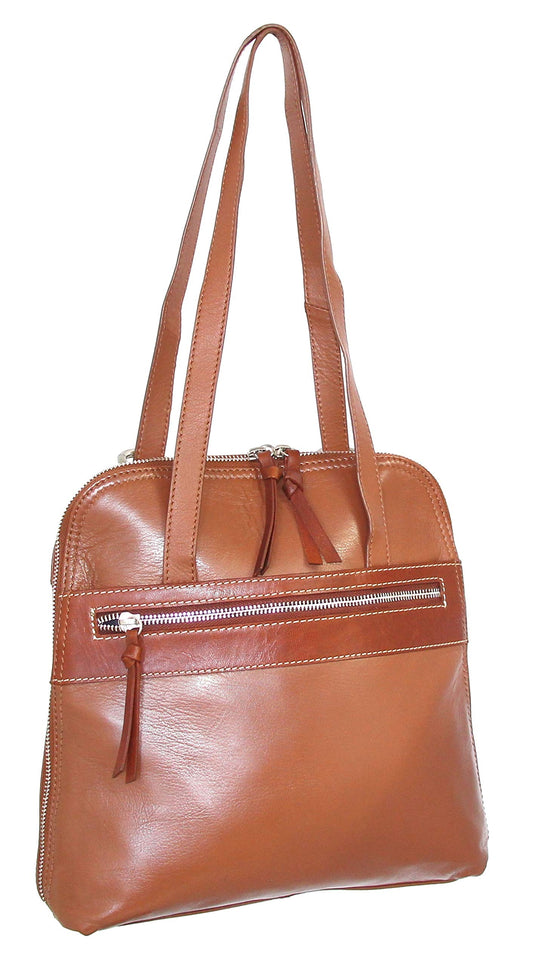 Nino Bossi Carina Convertible Leather Tote/Backpack - Cognac