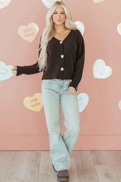 Threaded Pear Kassidy Heart Metal Cardigan Sweater