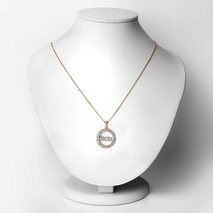 Round Violet Tanzanite Prong Gold Plated Silver Mom Circle Pendant Necklace