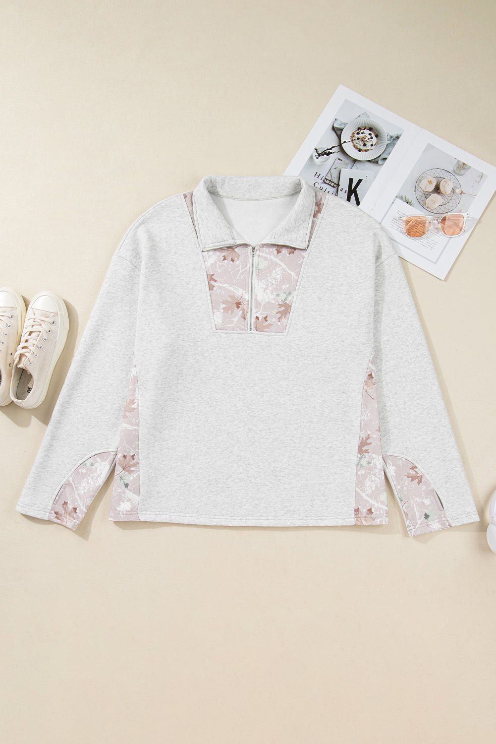 Threaded Pear Olivia Patchwork Zipped Collar Pullover
