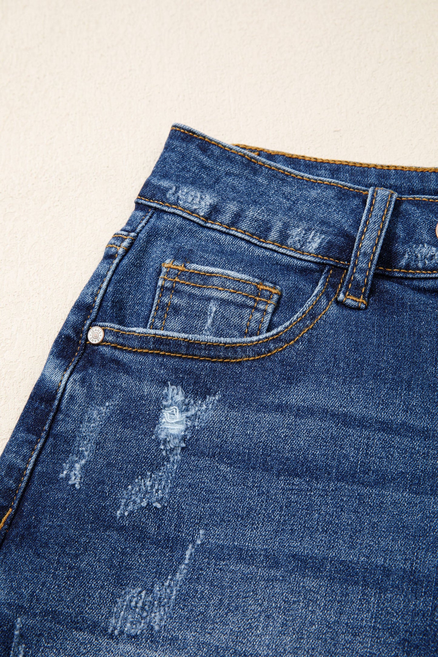 Threaded Pear Holland Hem Distressed Whiskery Shorts