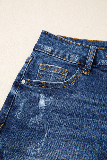 Threaded Pear Holland Hem Distressed Whiskery Shorts