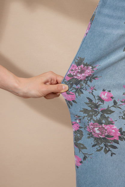 Threaded Pear Esme Floral Print Bootcut Jeans