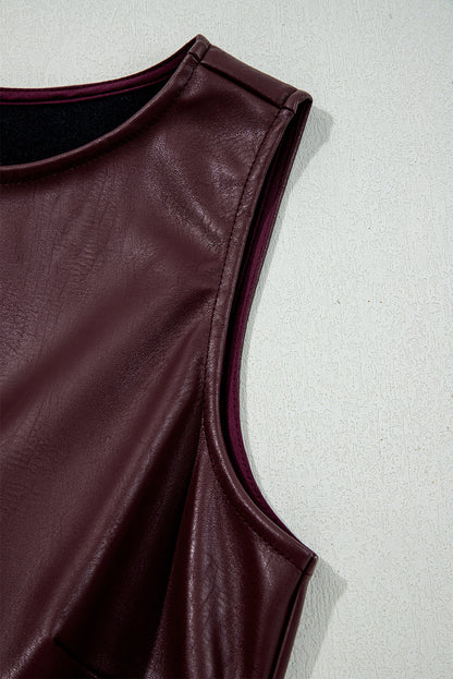 Wild Ginger Vegan Leather Sleeveless Mini Dress