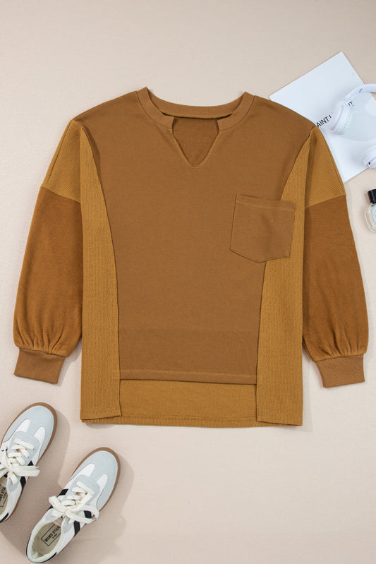 Threaded Pear Isabella High Low Patchwork Sweatshirt