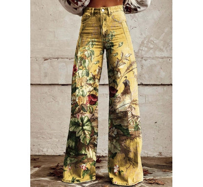 Plus Size Women's Casual Thin Wide Leg Imitation Jeans