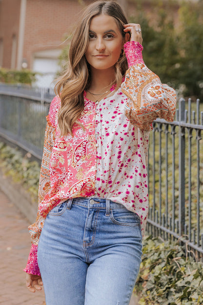 Threaded Pear Adalee Printed Puff Sleeve Shirt