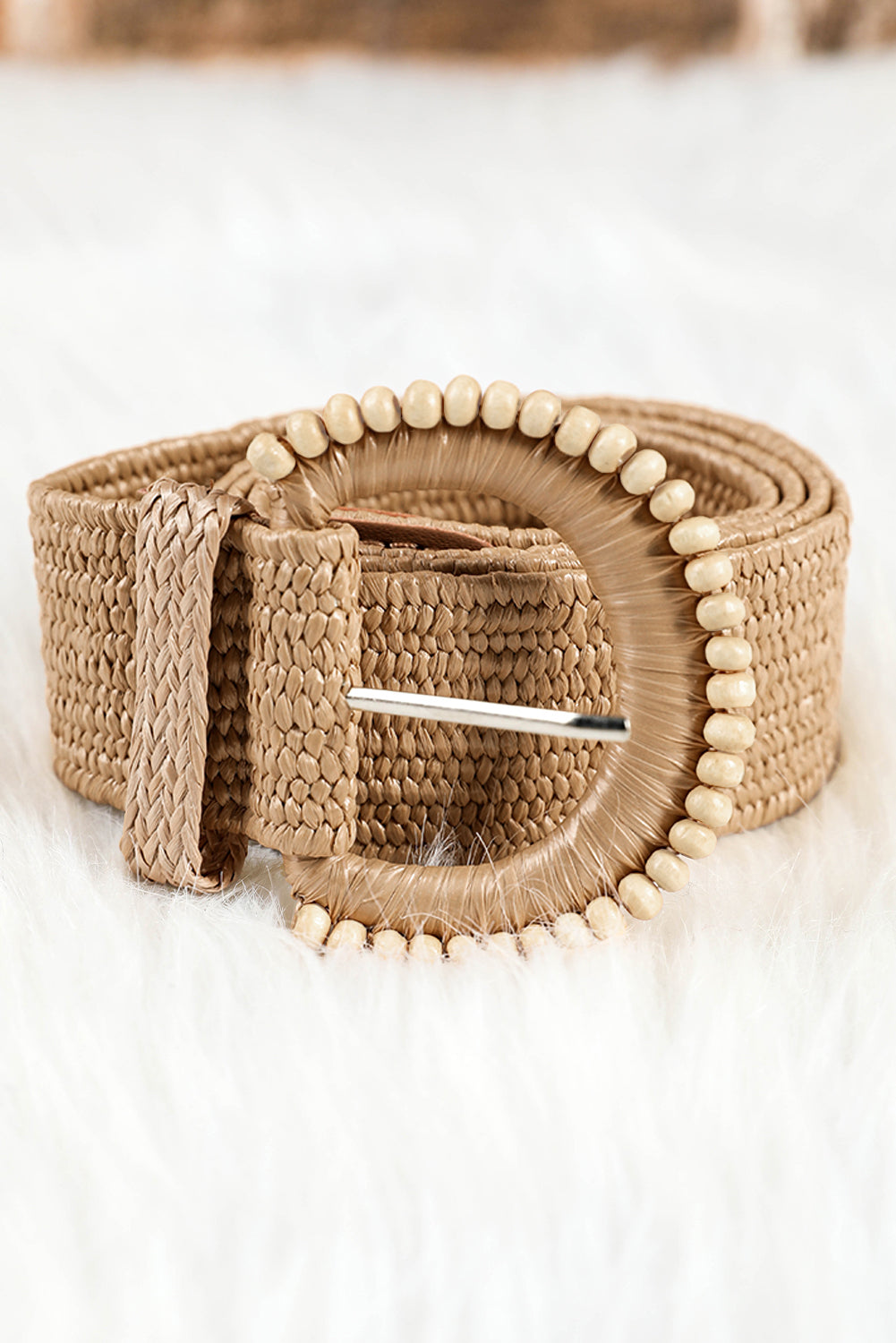 Threaded Pear Kylie Beaded Straw Woven Belt