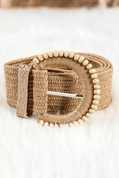 Threaded Pear Kylie Beaded Straw Woven Belt