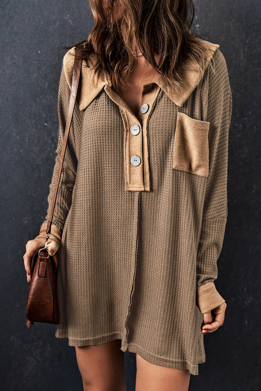 Threaded Pear Bianca Waffle Knit Long Sleeve Top