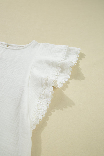 Threaded Pear Cecelia Ruffled Flutter Sleeve Blouse