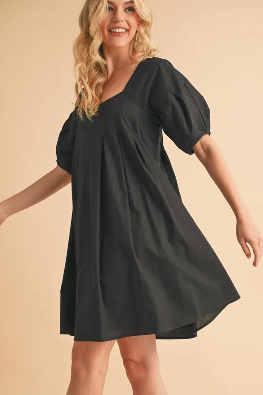 Aemi + Co Square Neck Babydoll Dress with Pockets