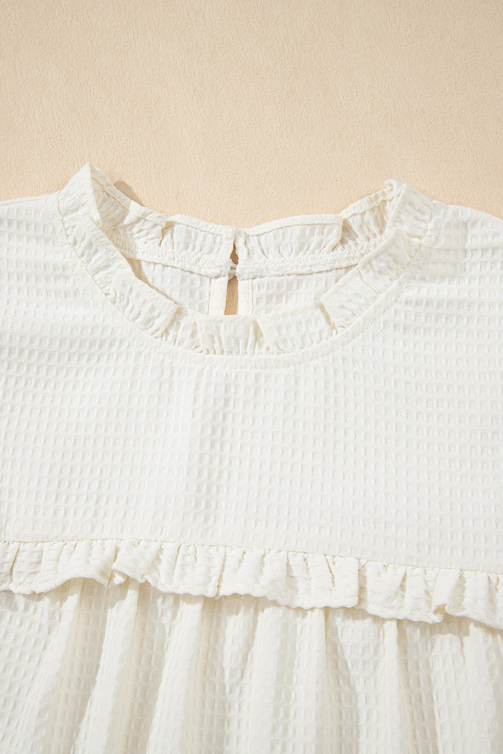 Threaded Pear Ava Trim Waffle Knit Blouse