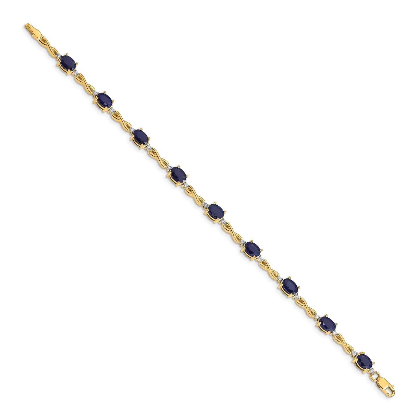 Genuine Sapphire Diamond Bracelets 14K Yellow Gold