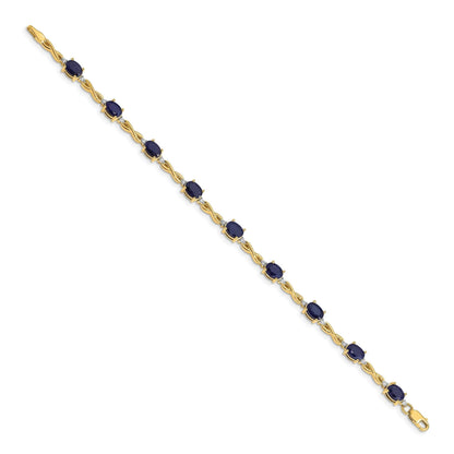 Genuine Sapphire Diamond Bracelets 14K Yellow Gold