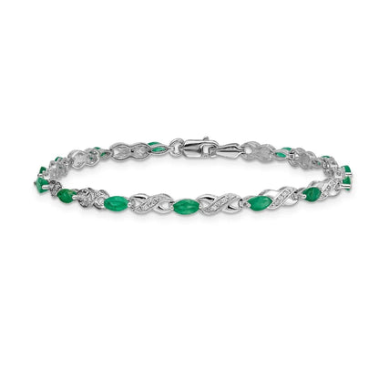 14k White Gold Emerald Infinity 7.25 inch Bracelet