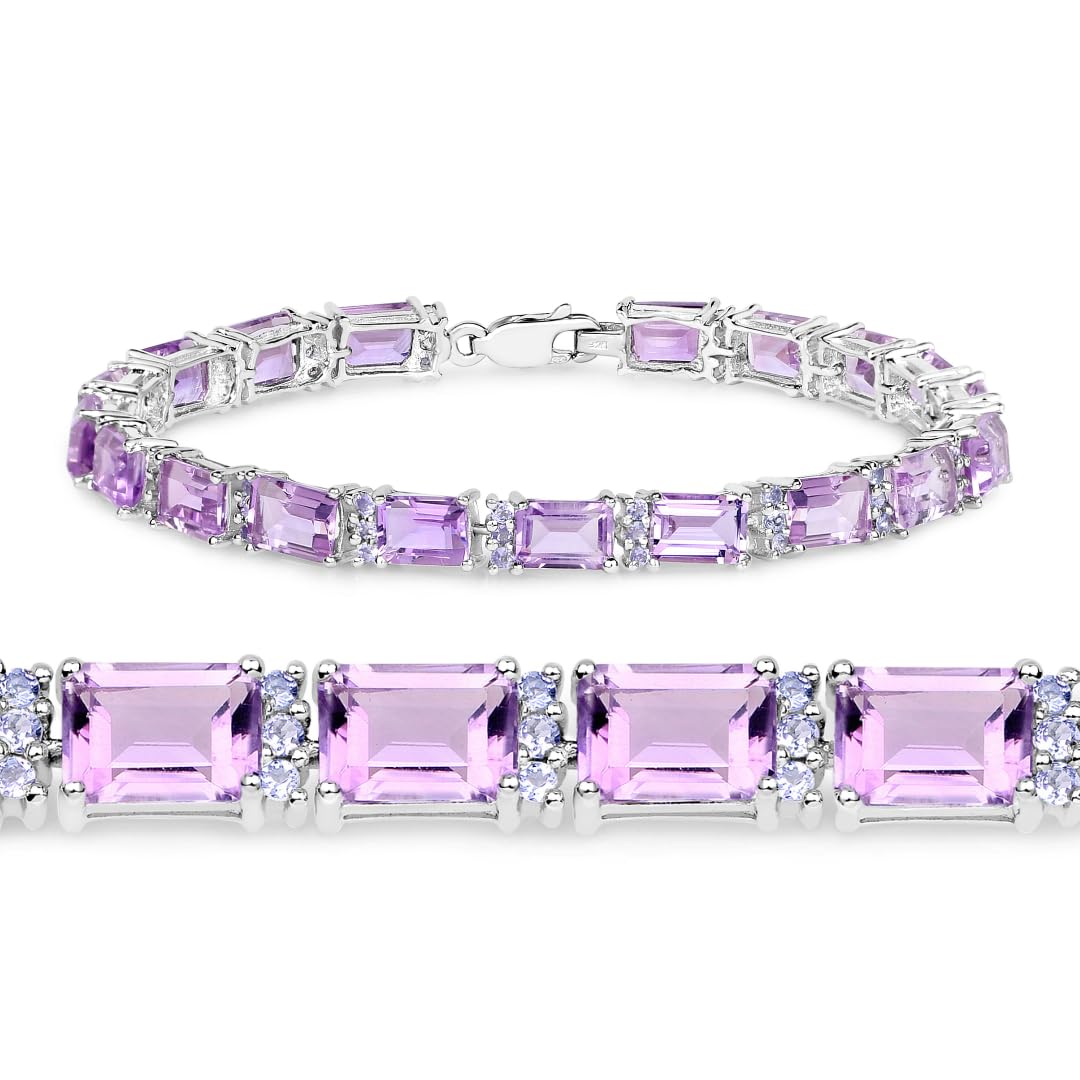 Octagon Purple Amethyst Prong Silver Tennis Bracelet