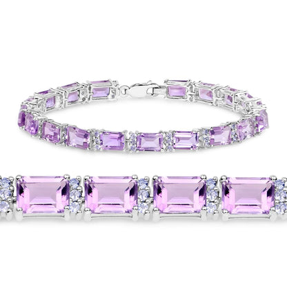 Octagon Purple Amethyst Prong Silver Tennis Bracelet