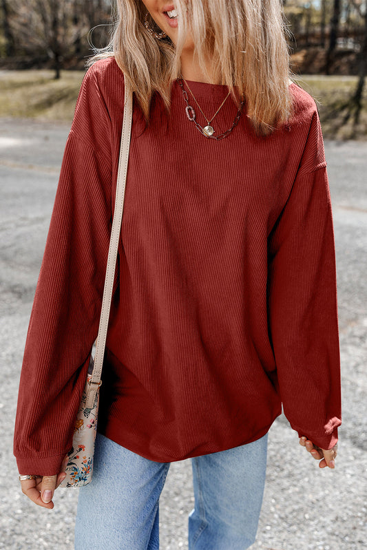 Threaded Pear Araceli Ribbed Corduroy Oversized Sweatshirt