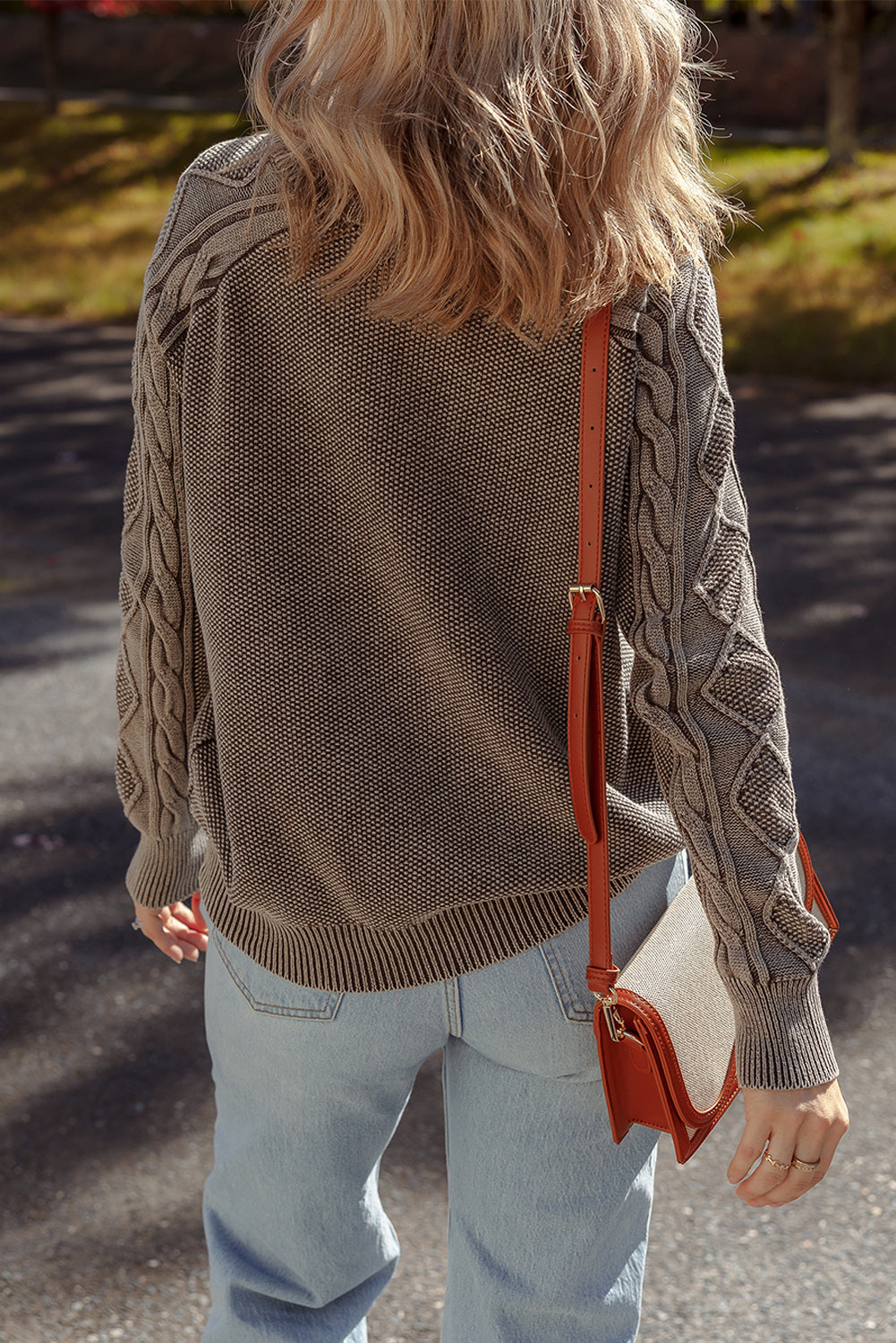Threaded Pear Aria Knit Sleeve Casual Sweater