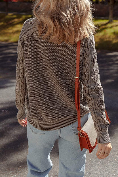 Threaded Pear Aria Knit Sleeve Casual Sweater