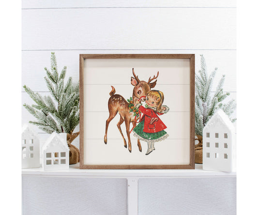 Kendrick Home Vintage Deer With Girl