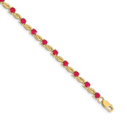 14k Gold Genuine Ruby Bracelet 2.8 Carats