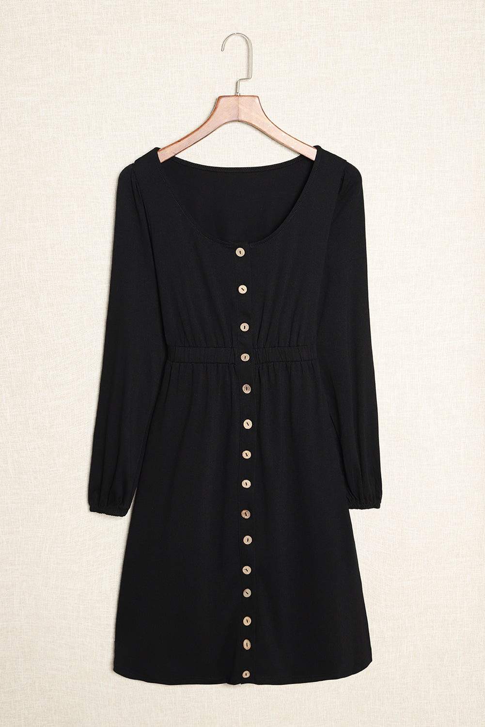Julianna Button Up High Waist Long Sleeve Dress - Threaded Pear